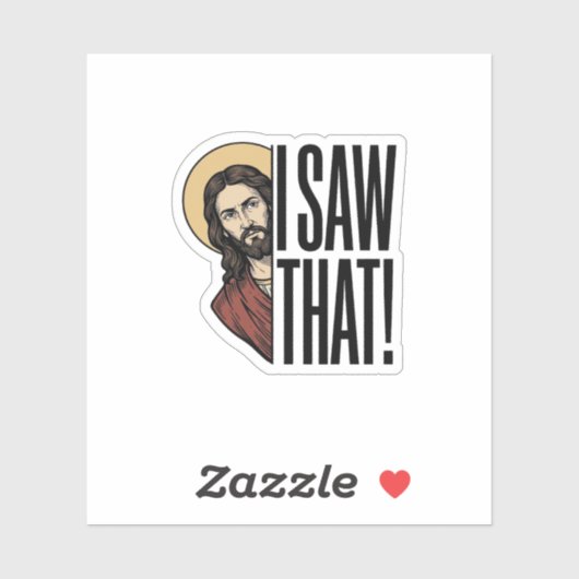 Ik zag dat grappige religieuze loer grafisch ontwe sticker (Vel)
