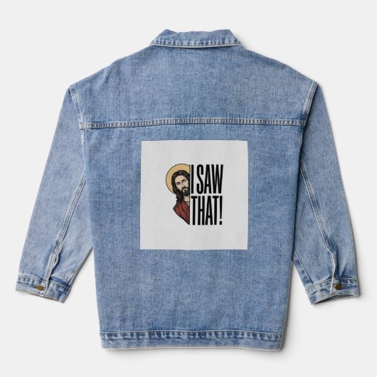 Ik zag dat grappige religieuze peek grafisch ontwe denim jacket (Achterkant)