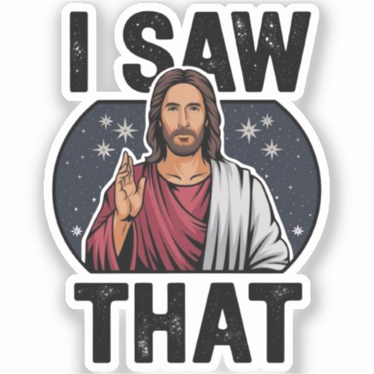 Ik Zag Dat, Jezus Kijkend, Ik Zag Dat Jezus Meme Sticker (Voorkant)