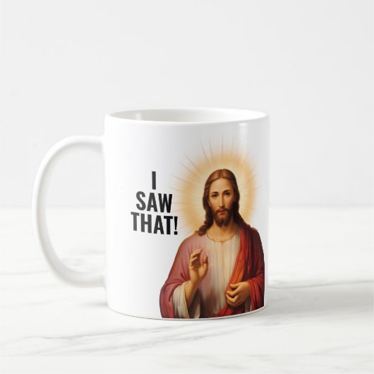 Ik zag dat, Jezus zag dat - Grappige Jezus Meme Koffiemok (Links)
