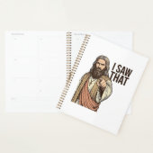 Ik zag dat religieuze aanwijzende vintage gravure planner (Display)