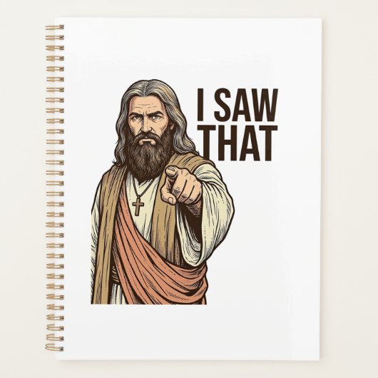 Ik zag dat religieuze aanwijzende vintage gravure planner (Voorkant)