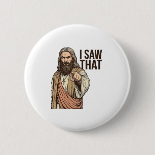 Ik zag dat religieuze aanwijzende vintage gravure  ronde button 5,7 cm