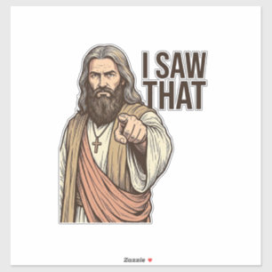 Ik zag dat religieuze wijzende vintage gravure shi sticker
