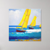 "Ik zag drie boten" Zeegezicht Canvas Afdruk (Voorkant)