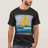 "Ik zag drie boten" Zeegezicht T-shirt (Voorkant)