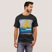 "Ik zag drie boten" Zeegezicht T-shirt (Voorkant volledig)