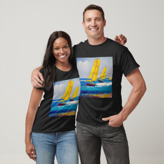"Ik zag drie boten" Zeegezicht T-shirt