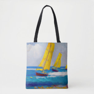 "Ik zag drie boten" Zeegezicht Tote Bag