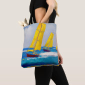 "Ik zag drie boten" Zeegezicht Tote Bag (Dichtbij)