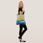 "Ik zag drie boten" Zeegezicht Tote Bag (Op model)