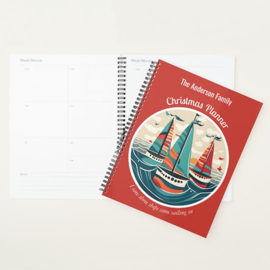 Ik zag drie schepen varen met kerst op nautische b planner (Display)