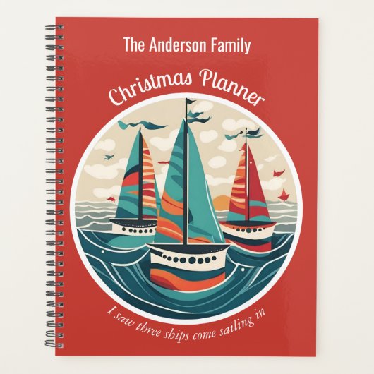 Ik zag drie schepen varen Nautische boten Kerstmis Planner (Voorkant)