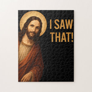 Ik zag een Christelijk citaat van Jesus Funny Legpuzzel