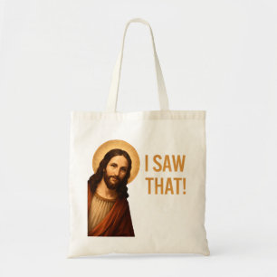 Ik zag een Christelijk citaat van Jesus Funny Tote Bag
