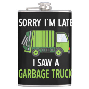 Ik zag een vuilniswagen Costume Recycling Garbage Heupfles
