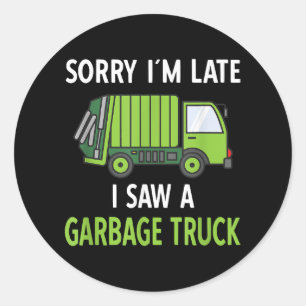 Ik zag een vuilniswagen Costume Recycling Garbage Ronde Sticker
