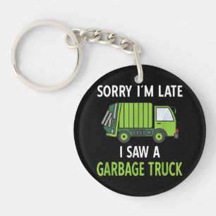 Ik zag een vuilniswagen Costume Recycling Garbage Sleutelhanger