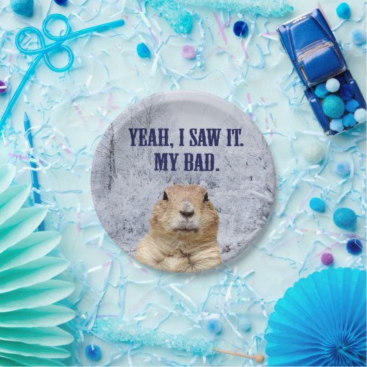 Ik zag het groundhog Dag Papieren Bordje (Feest)