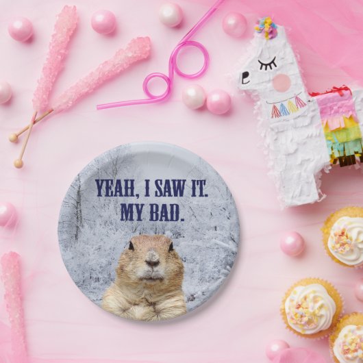 Ik zag het groundhog Dag Papieren Bordje (Feest)