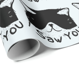 Ik Zag Jou Grappige Kat | Zwarte Kat | Schattige K Cadeaupapier