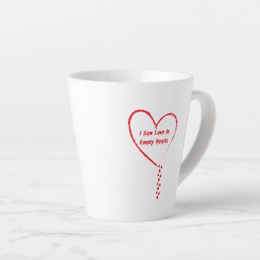Ik zag liefde in Empty Hearts Design 3 Latte Mok (Rechterhoek)