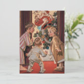 Ik zag mama de Kerstman aangepaste kerst zoenen Feestdagenkaart (Staand voorkant)