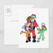 Ik zag mama de kerstman kussen feestdagenkaart (Voorkant / Achterkant)