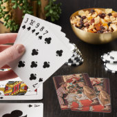 Ik zag mama kerstfeestdag met de kerstman kussen pokerkaarten (Insitu)