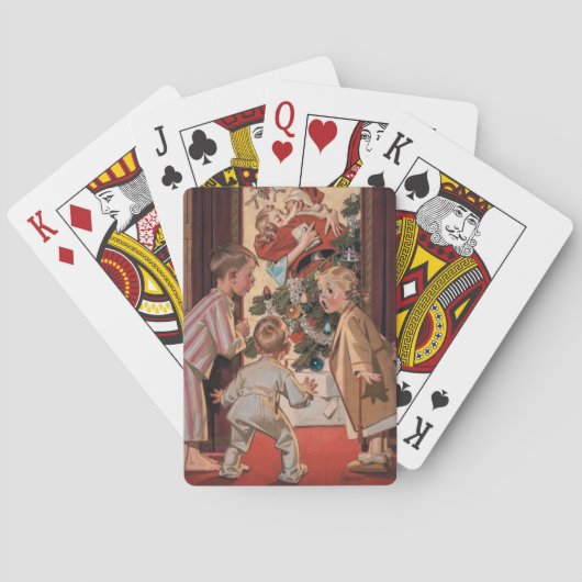 Ik zag mama kerstfeestdag met de kerstman kussen pokerkaarten (Achterkant)