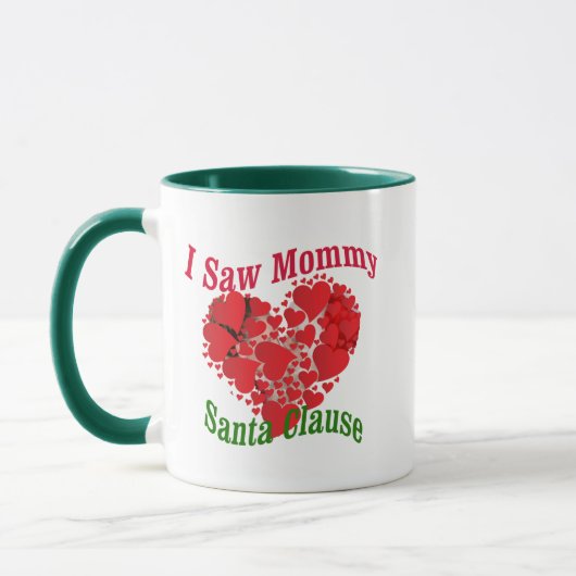 Ik zag mama Kiss Santa Claus Funny Kerstmis Mok (Links)