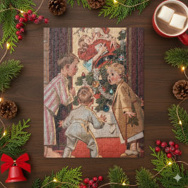 Ik zag mama zoenen kerstman Antiek Legpuzzel