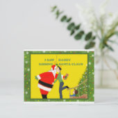 Ik zag papa de Kerstman kussen Gay Kerstmis Feestdagenkaart (Staand voorkant)