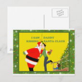 Ik zag papa de Kerstman kussen Gay Kerstmis Feestdagenkaart (Voorkant / Achterkant)