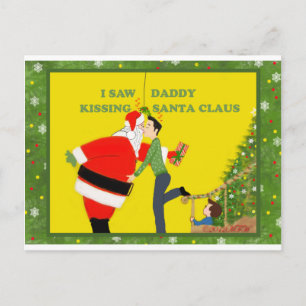 Ik zag papa de Kerstman kussen Gay Kerstmis Feestdagenkaart