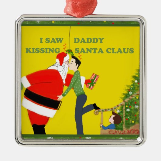 Ik zag papa Kisssinterkluskerst Metalen Ornament (Voorkant)