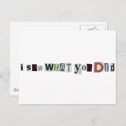 Ik zag wat je deed briefkaart (Voorkant / Achterkant)