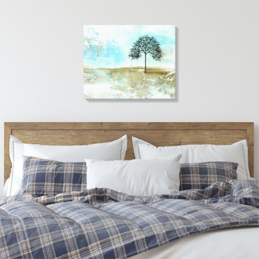 Ik zal Abstracte landschapslone boomkunst doorstaa Canvas Afdruk (Insitu (Slaapkamer))