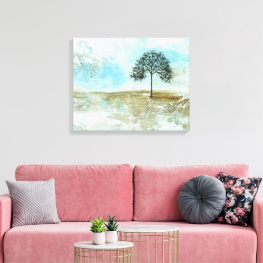 Ik zal Abstracte landschapslone boomkunst doorstaa Canvas Afdruk (Insitu (Woonkamer))