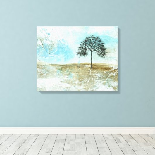 Ik zal Abstracte landschapslone boomkunst doorstaa Canvas Afdruk (Insitu (Houten vloer))