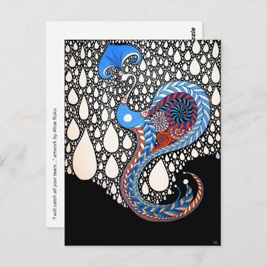 Ik zal al je tranen paraplu pauw vangen briefkaart (Voorkant / Achterkant)