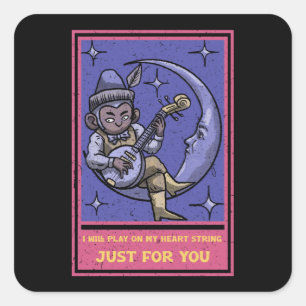 Ik zal alleen voor jou spelen op mijn hartkoord vierkante sticker