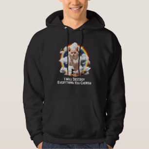 Ik zal alles vernietigen wat je kat-regenboog hebt hoodie