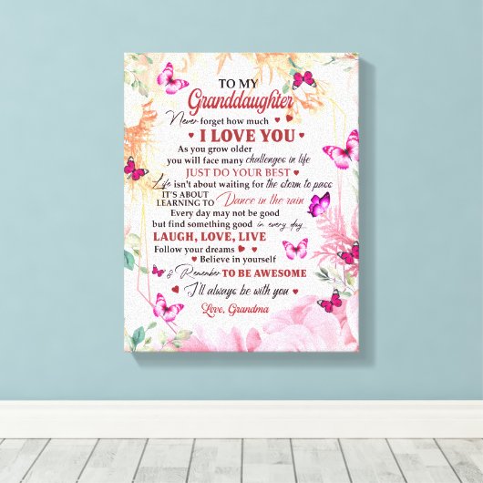 Ik zal altijd bij jou zijn, bij mijn kleindochter. canvas afdruk (Insitu (Houten vloer))