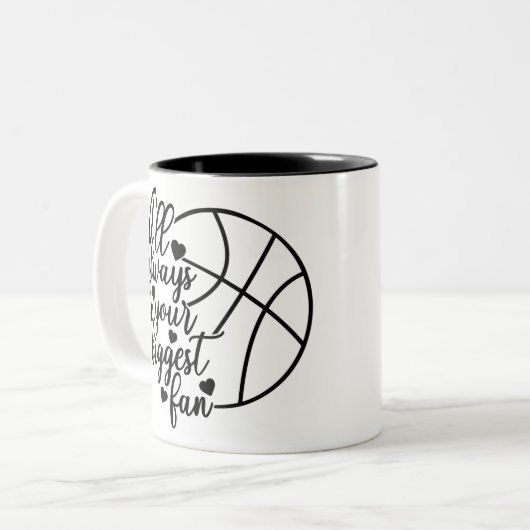 Ik zal altijd je grootste fan Basketball zijn Tweekleurige Koffiemok (Voorkant links)