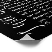 Ik zal altijd van je houden, Black Script Song Lyr Poster (Hoek)