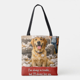 Ik zal altijd van je houden, grappige stoute goude tote bag