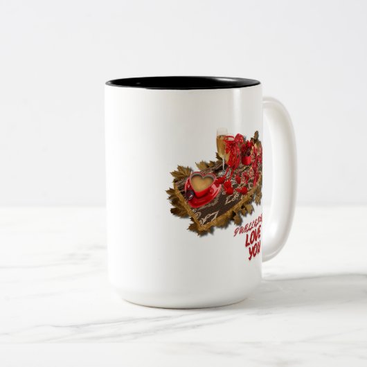 Ik zal altijd van je houden tweekleurige koffiemok (Voorkant rechts)