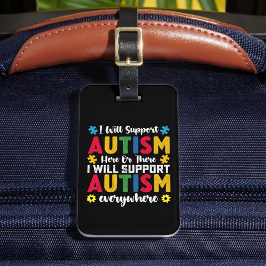 Ik zal autisme hier of daar autisme ondersteunen bagagelabel (Voorkant Insitu 2)