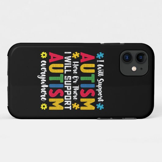Ik zal autisme hier of daar autisme ondersteunen Case-Mate iPhone case (Achterkant (horizontaal))